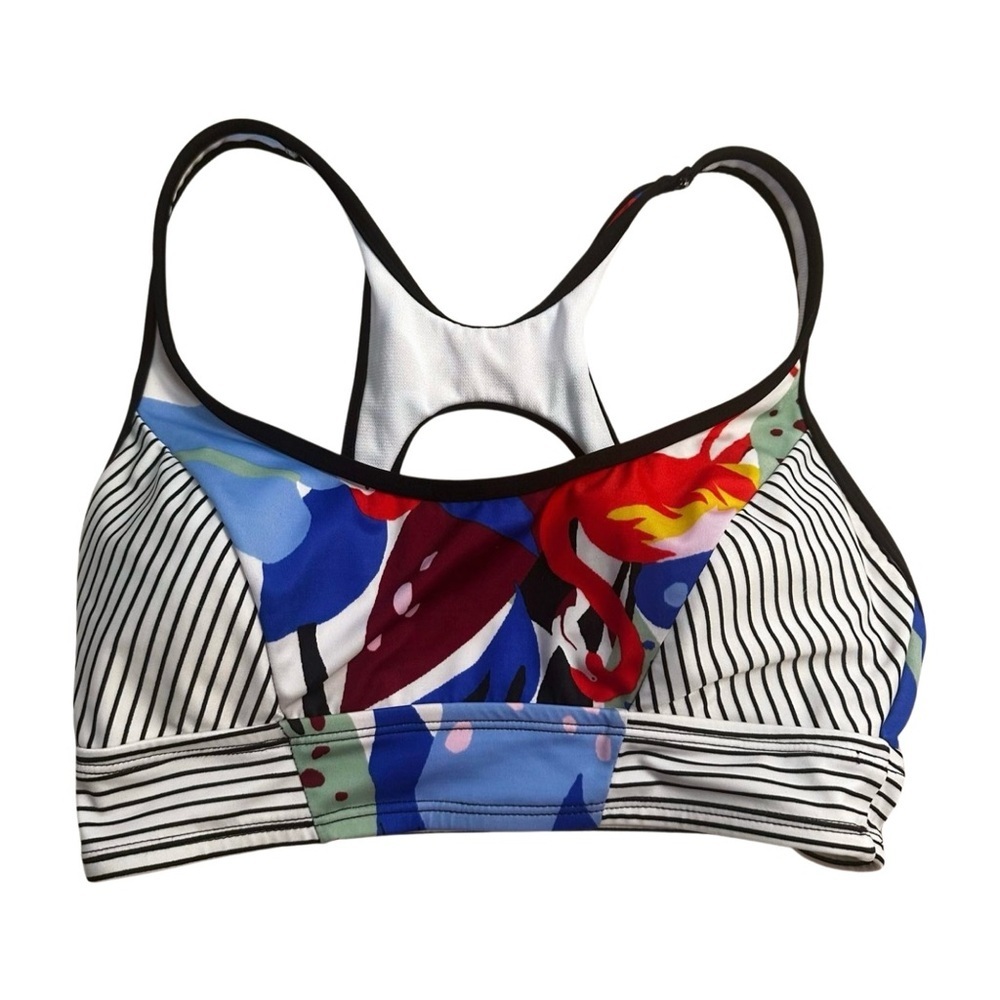JoyLab Medium Sports Bra Floral Stripe Print Racerback Cutout Target Activewear